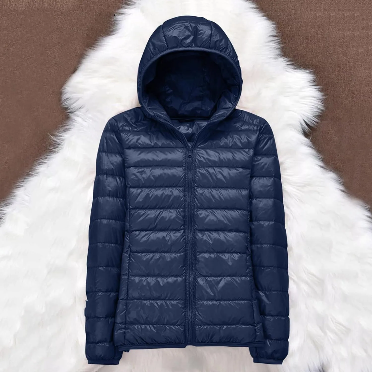Womens Puffer Jackets Lightweight Packable Down Jacket Zip Up Quilted Fall Winter Coats Warm Outerwear with Pockets