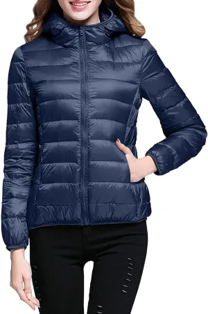 Womens Puffer Jackets Lightweight Packable Down Jacket Zip Up Quilted Fall Winter Coats Warm Outerwear with Pockets