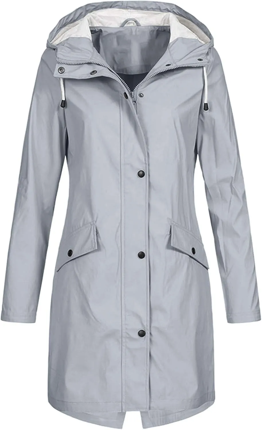 Womens Rain Jacket Solid Hooded Jacket Windproof Outdoor Coat Plus Women's Coat Water resistant Softshell Raincoat