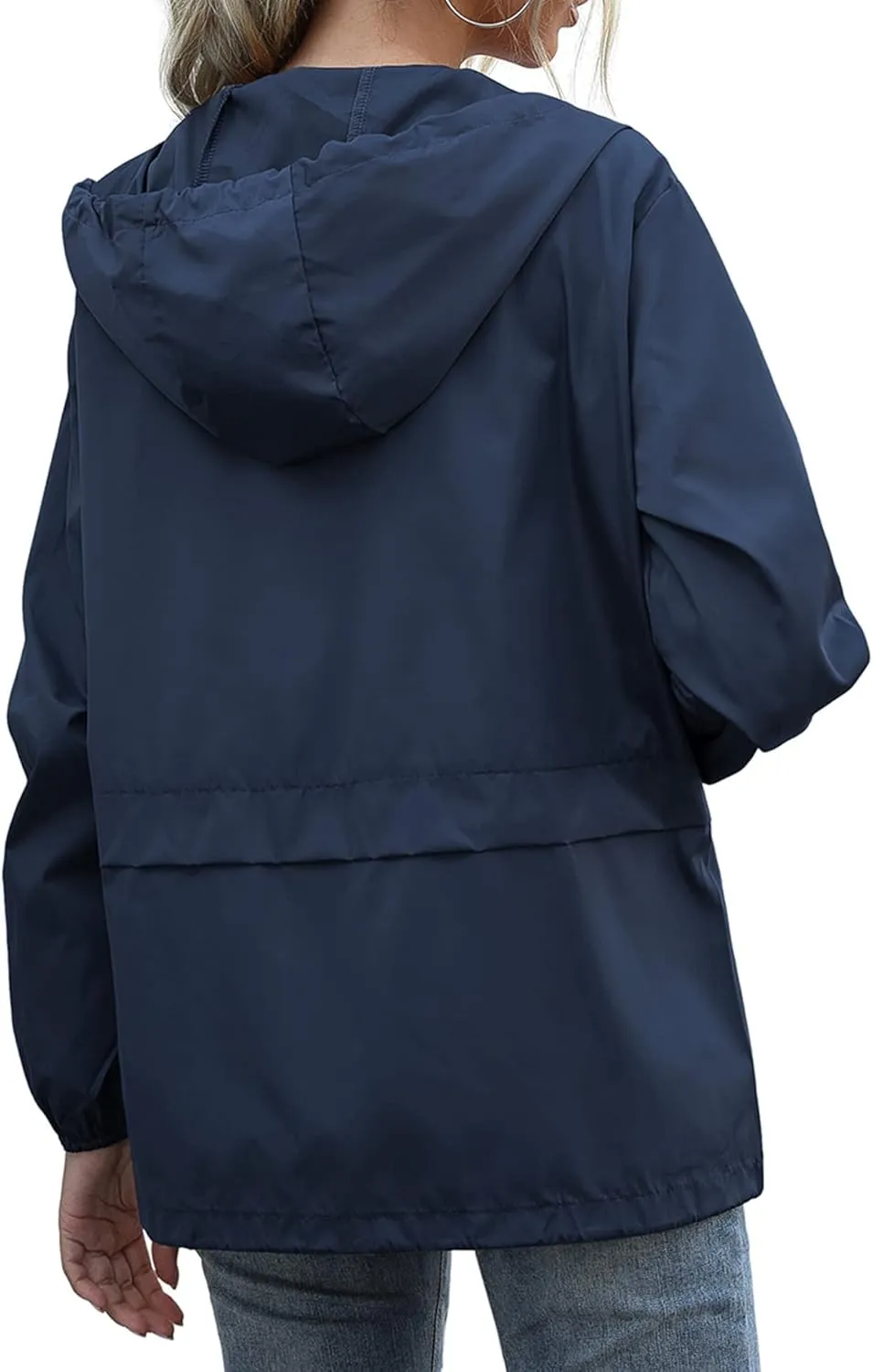 Women's Raincoats Lightweight Waterproof Windproof Adjustable Windbreaker Rain Jackets Hooded with Pockets S-XXL