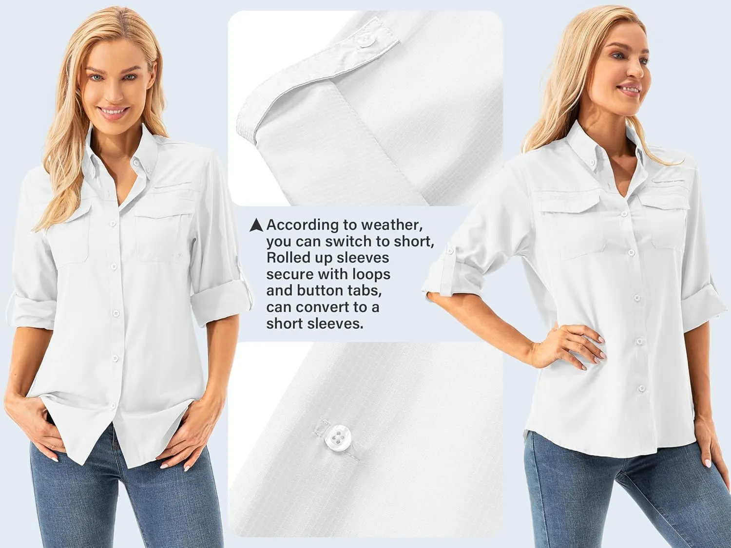 Womens Safari Sun Shirts UPF 50  UV Sun Protection Long Sleeve Outdoor Quick Dry Fishing Hiking Gardening Shirts