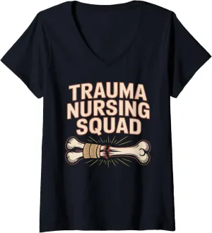 Womens Trauma Nursing Squad Emergency Response Crew V-Neck T-Shirt