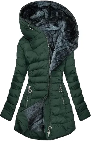 Women's Warm Winter Jackets Fleece Lined Parka Coat Thermal Hooded Jacket Outdoor Outerwear Ski Snow Jacket Plus Size