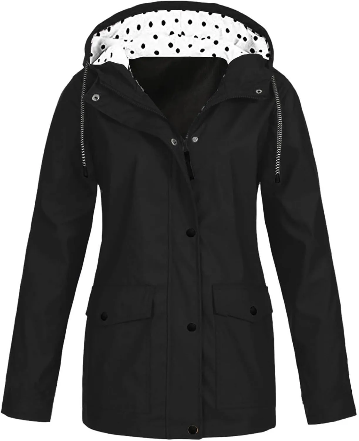 Womens Waterproof Rain Jacket Hooded Solid Women Coat Rain Raincoat Women's Coat for Hiking Travel Outdoor