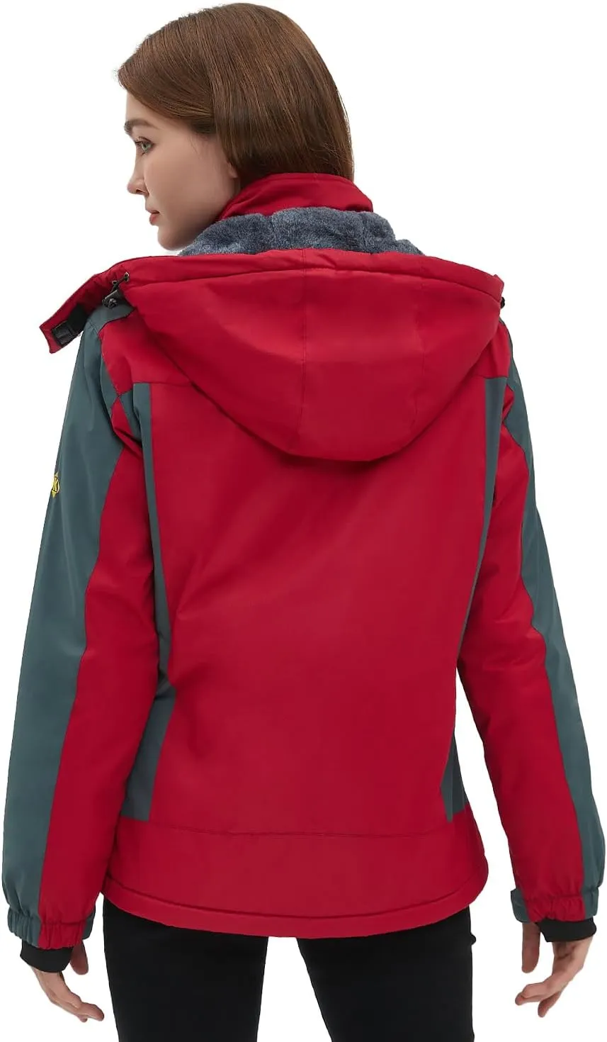 Women‘s Waterproof Winter Jacket Skiing Warm Fleece Snow Coat Hooded Windproof Raincoat S-3XL