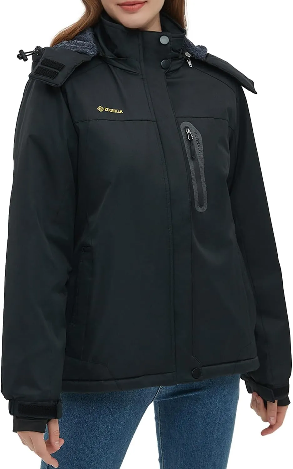 Women‘s Waterproof Winter Jacket Skiing Warm Fleece Snow Coat Hooded Windproof Raincoat S-3XL