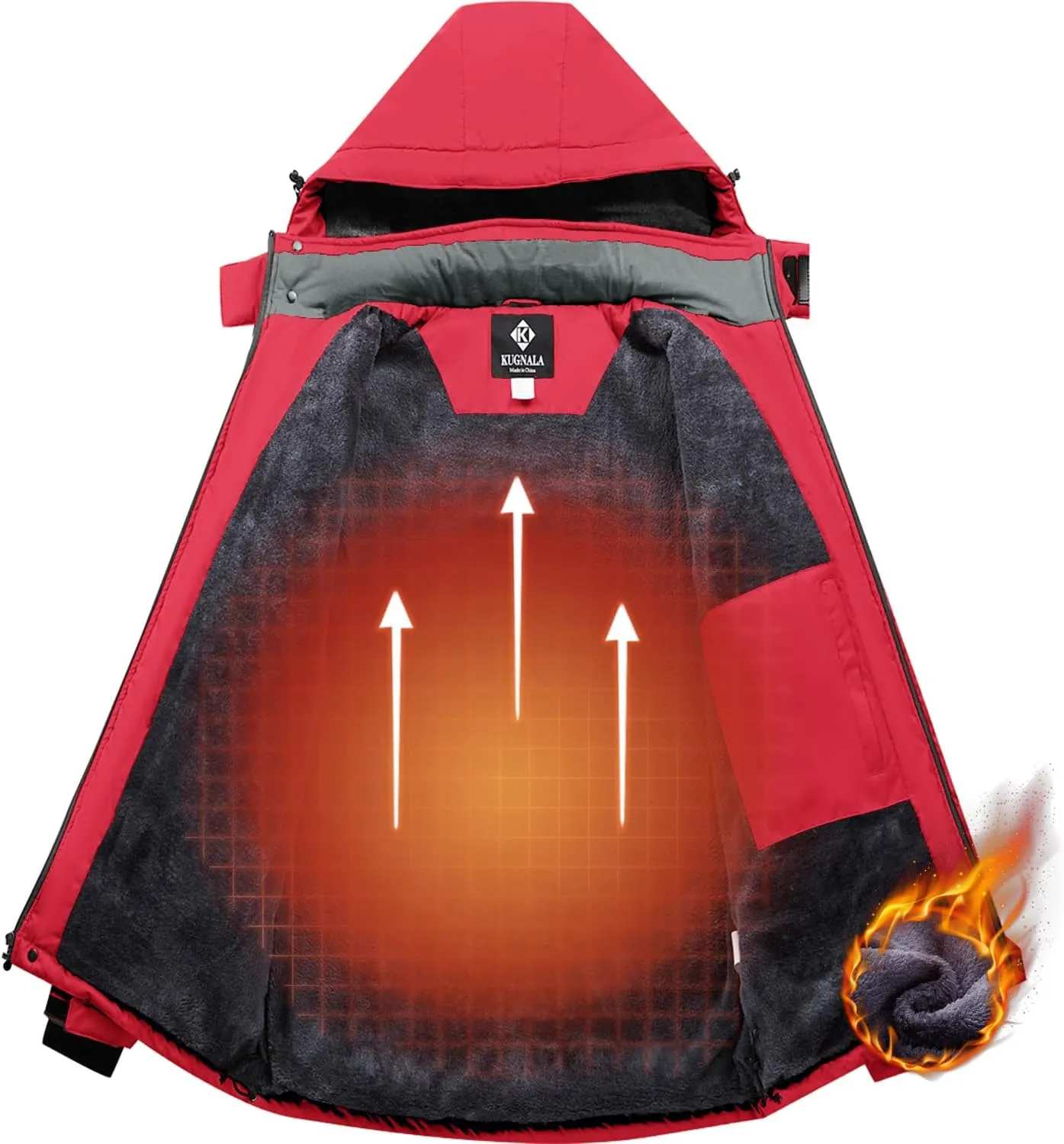 Women‘s Waterproof Winter Jacket Skiing Warm Fleece Snow Coat Hooded Windproof Raincoat S-3XL