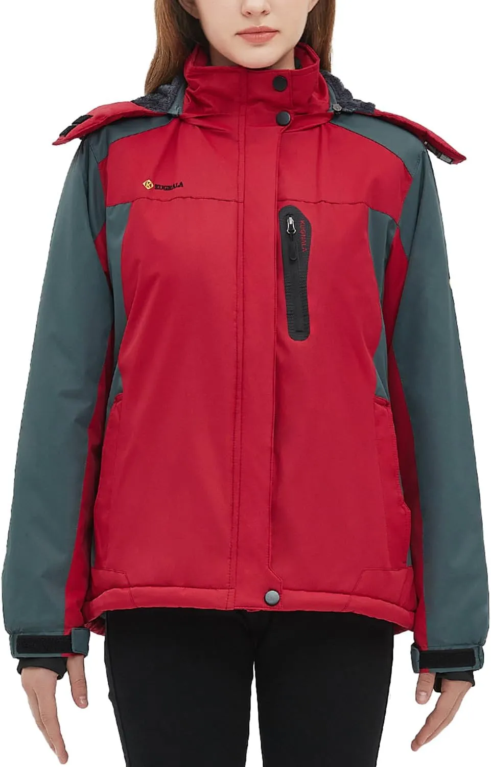Women‘s Waterproof Winter Jacket Skiing Warm Fleece Snow Coat Hooded Windproof Raincoat S-3XL