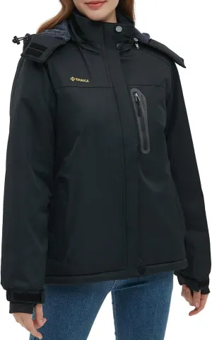 Women‘s Waterproof Winter Jacket Skiing Warm Fleece Snow Coat Hooded Windproof Raincoat S-3XL