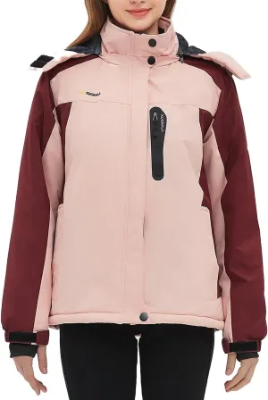 Women‘s Waterproof Winter Jacket Skiing Warm Fleece Snow Coat Hooded Windproof Raincoat S-3XL