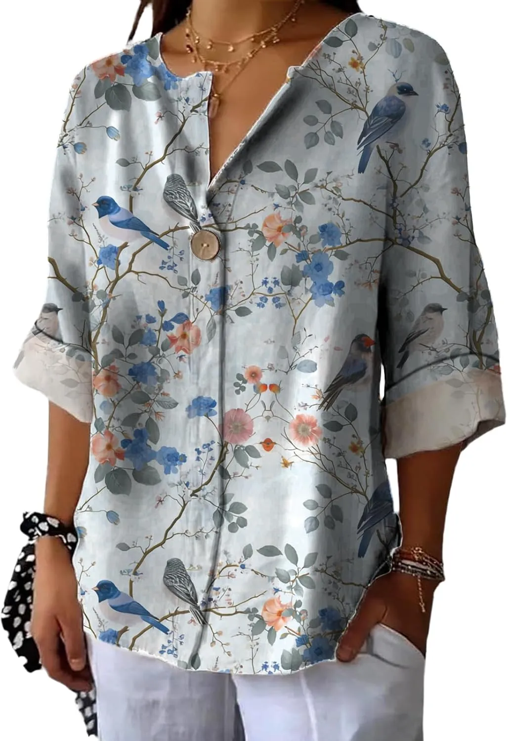 Workout Shirts for Women Loose Fit Floral Graphic Dry Fit V Neck Flowing Blouse Summer Ladies Casual Tops