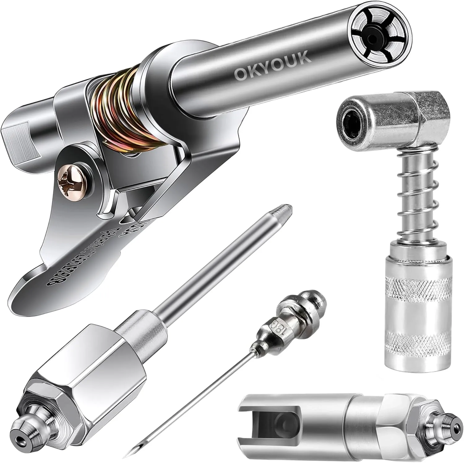World’s Smallest Grease Gun Coupler Kit, Leak-Proof, Fits All 1/8" NPT Grease Guns – Includes 90° Adapter, Injector Needle & More – Perfect for Automotive, Farm & Heavy-Duty Use