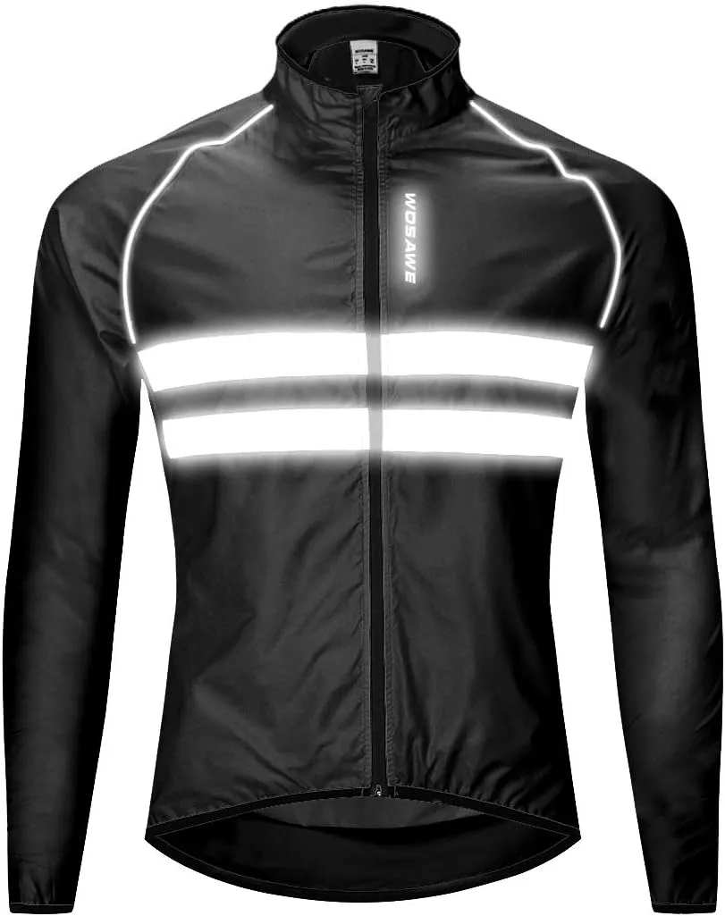 WOSAWE Packable Cycling Jacket Hooded Running Coat Lightweight Biking Windbreaker