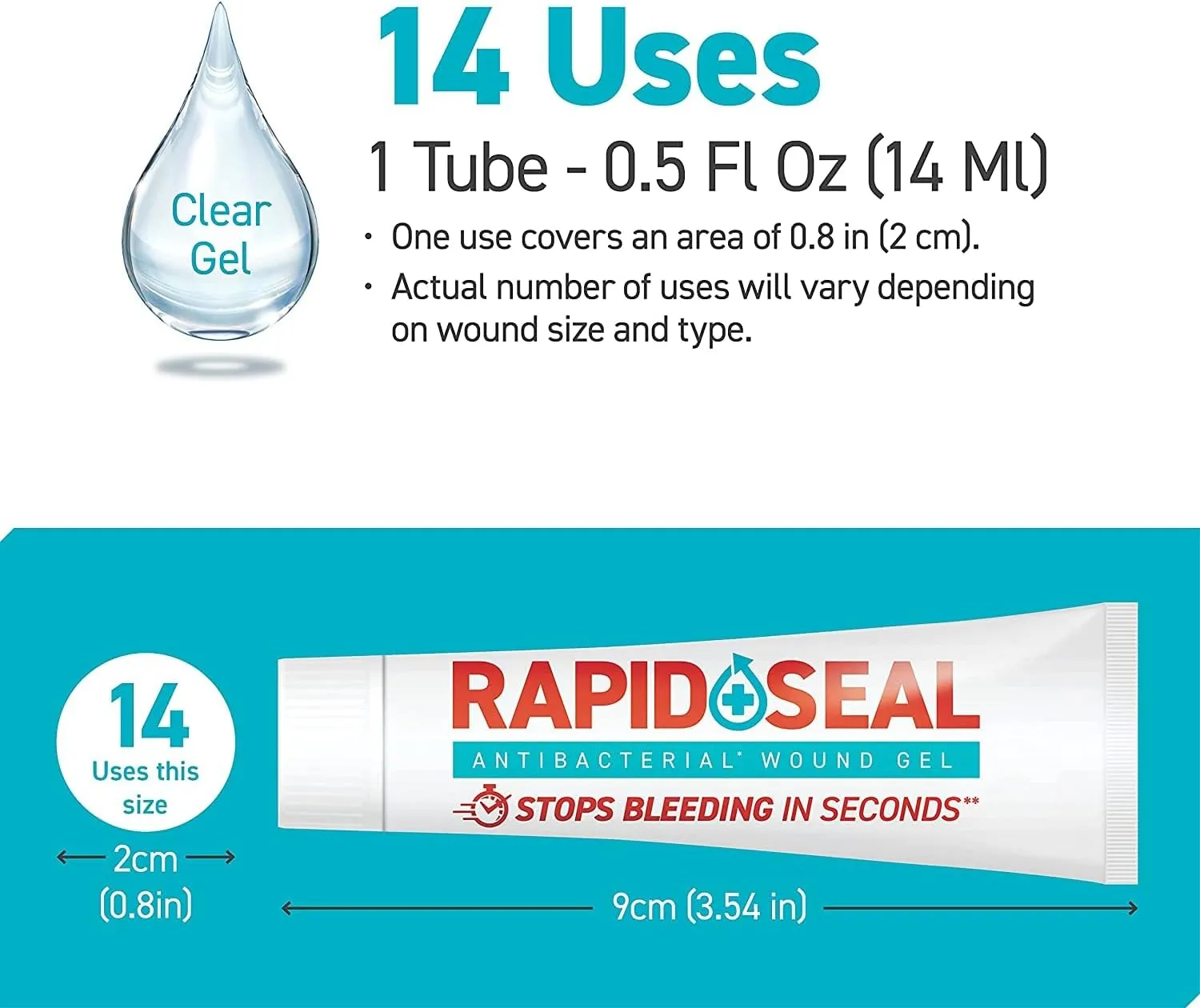 Wound Gel (1 Tube) | Stops Bleeding in Seconds | FSA HSA Eligible | Ideal for Cuts, Scrapes, Razor Nicks for Emergency First Aid Supplies