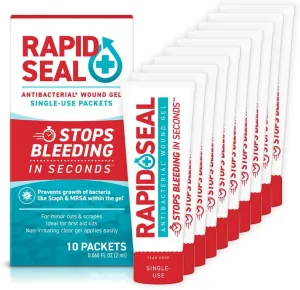 Wound Gel Single Use Packets 10ct | Stops Bleeding in Seconds | FSA HSA Eligible | for Minor Cuts & Scrapes. Packets for Easy Storage and Restocking for Emergency First Aid Supplies