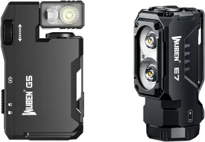 WUBEN G5 Rechargeable EDC Flashlight 400 Lumens Dual Light Sources Bundle E7 1800 Lumen Rechargeable Mini Flashlight with Magnet