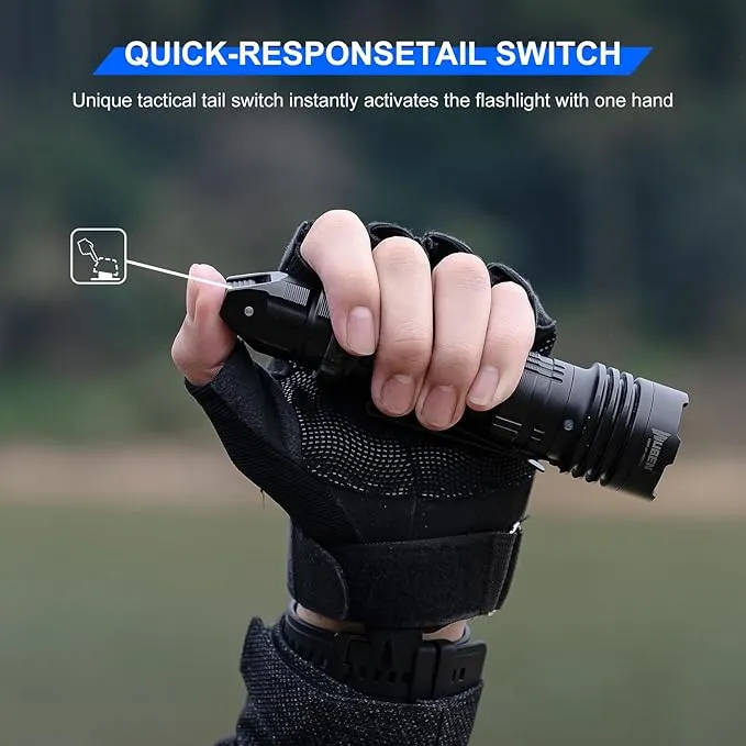 WUBEN T1 Tactical Flashlights 2000 High Lumens, Rechargeable Flashlight 498 Meters Long Beam Distance, Handheld Flash Light with Tactical Tail Button for Tactical Gear, Suvival, Emergencies, Outdoor
