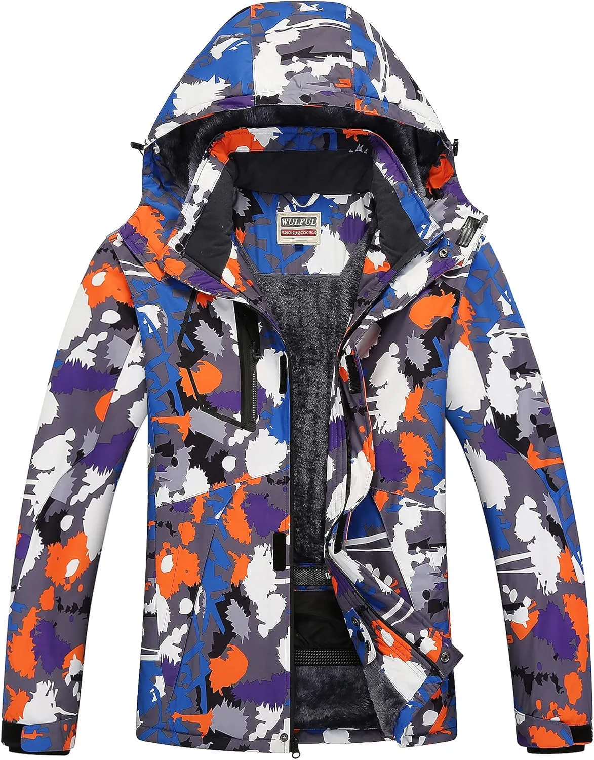 WULFUL Men's Waterproof Ski Jacket Warm Winter Snow Coat Mountain Windbreaker