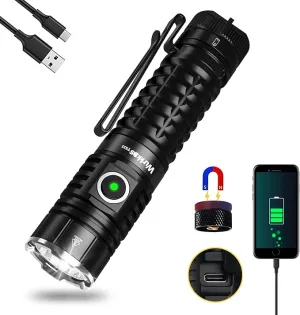 Wurkkos LED Flashlight Rechargeable High Lumen - TS22 4500 Lumens Super Bright EDC Flashlight USB C Charging IP68 Waterproof Regulated Output for Dog Walking Ramping Emergency Hiking