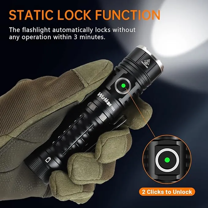 Wurkkos LED Flashlight Rechargeable High Lumen - TS22 4500 Lumens Super Bright EDC Flashlight USB C Charging IP68 Waterproof Regulated Output for Dog Walking Ramping Emergency Hiking