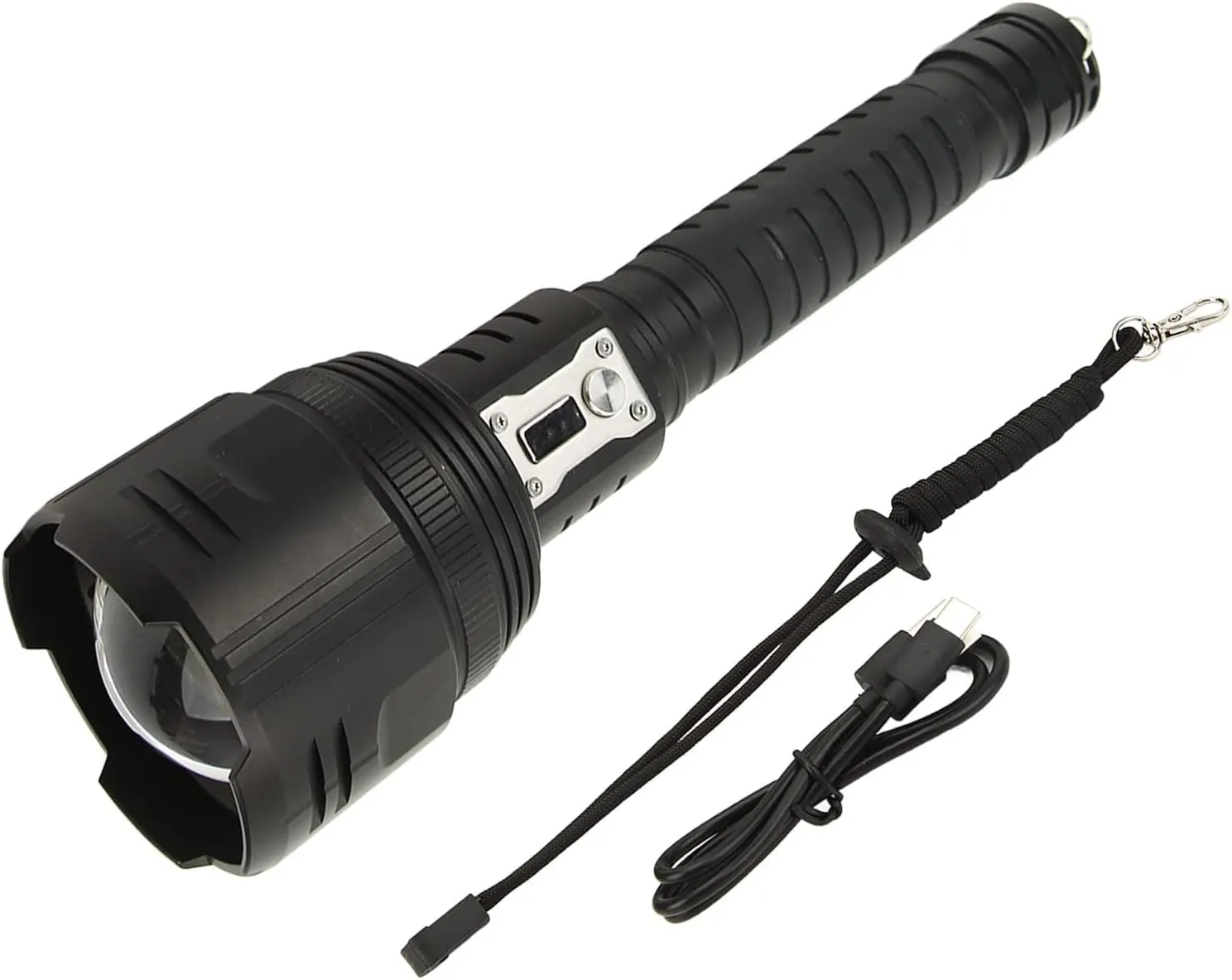 XHP360 LED Flashlight 5000LM Zoomable Rechargeable IPX4 Flashlight with Sturdy Aluminum Alloy Holder for Outdoor Emergency Use