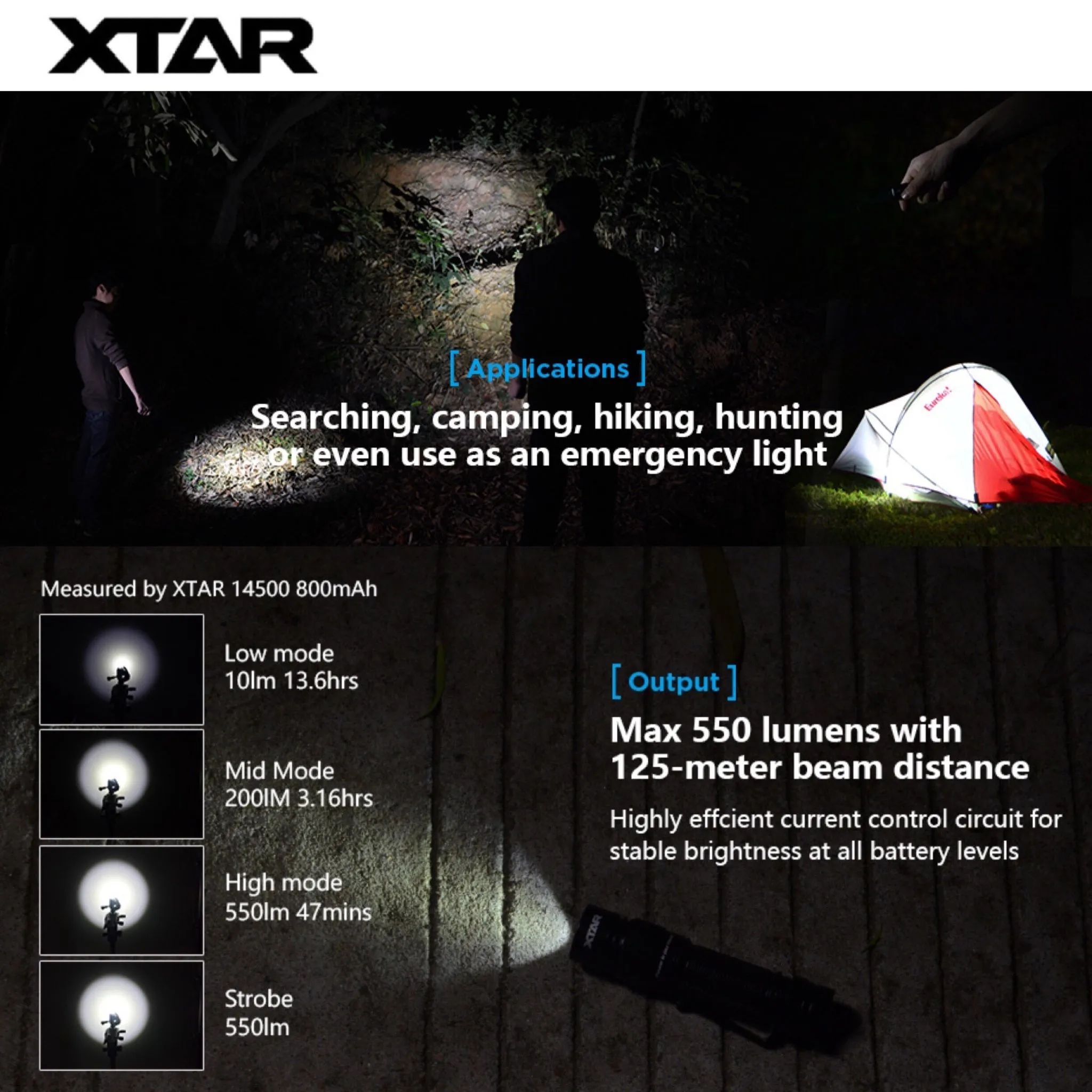XTAR VENUS WK16 550lm Throw Beam 125m