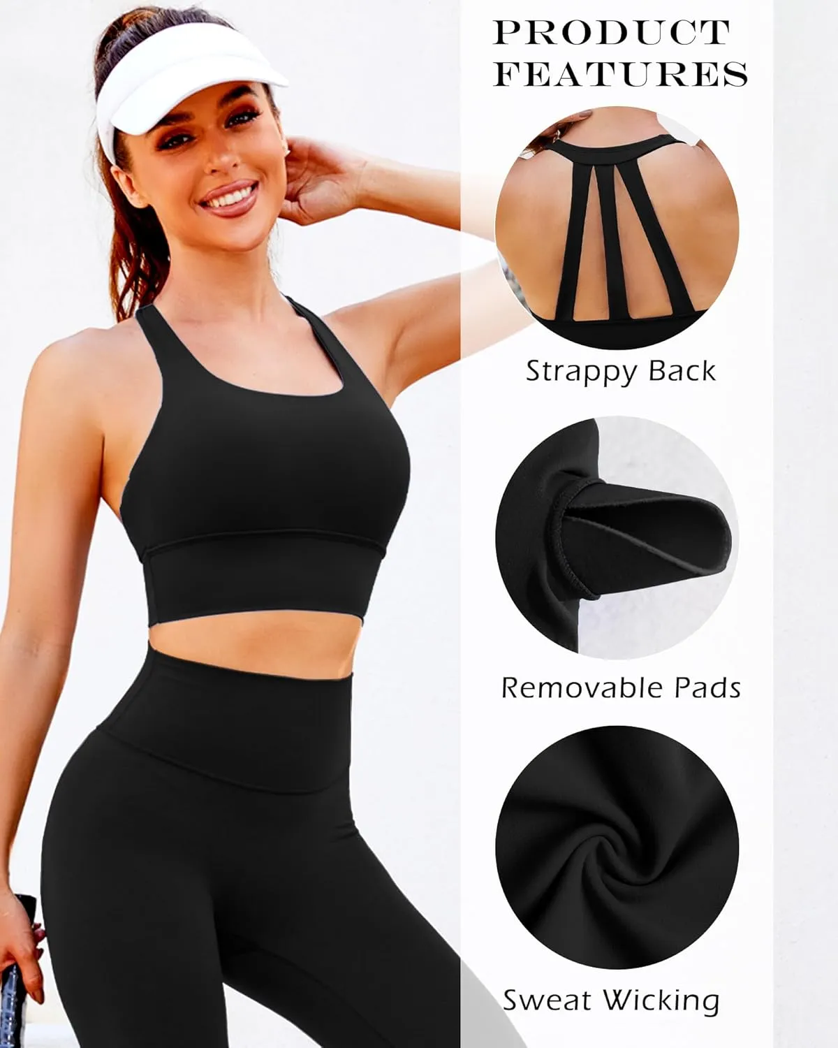 XUNYU Longline Sports Bra for Women Open Back Workout Tops Padded Yoga Tank Wide Strap Halter Crop Top Build in Bra Gym