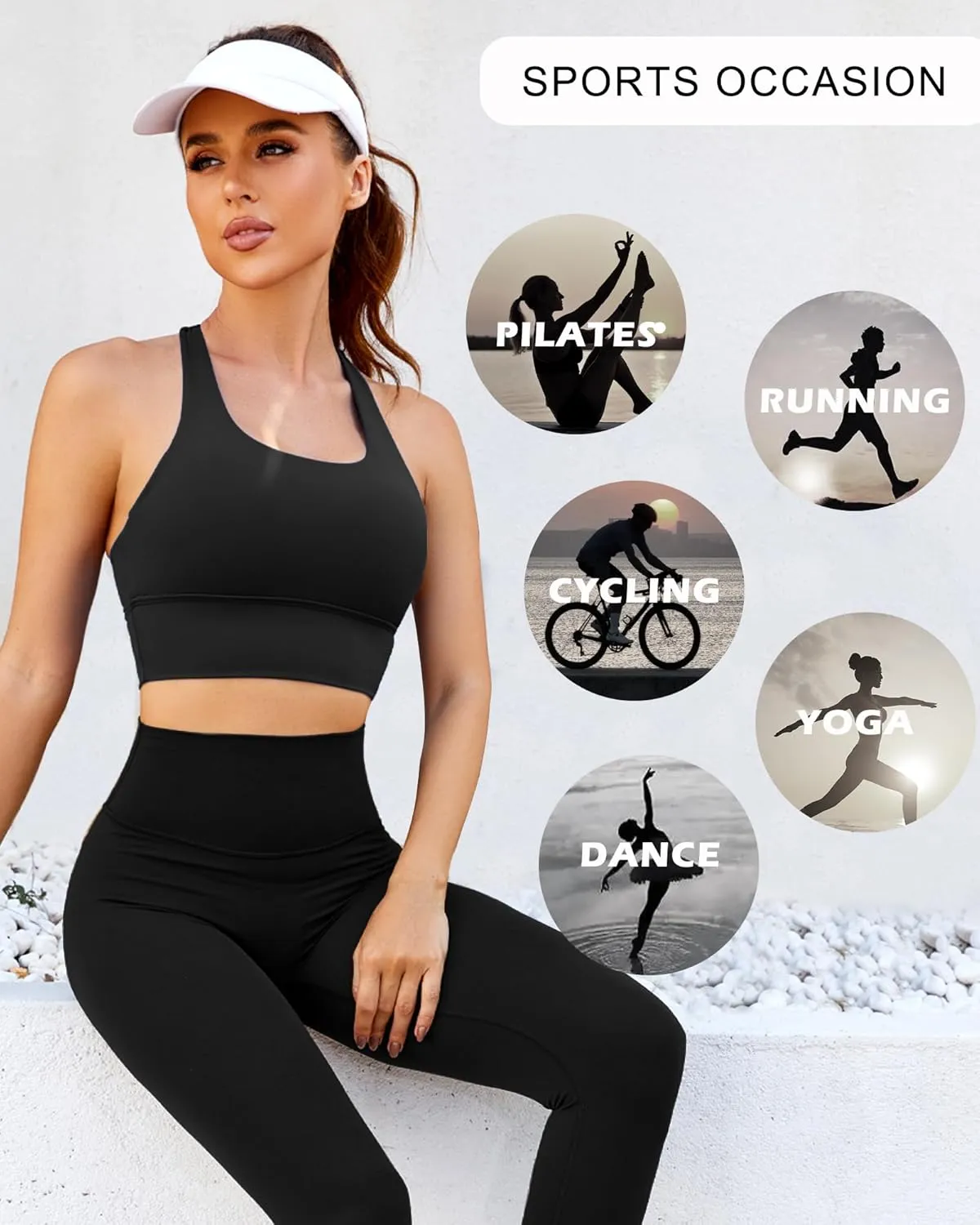 XUNYU Longline Sports Bra for Women Open Back Workout Tops Padded Yoga Tank Wide Strap Halter Crop Top Build in Bra Gym