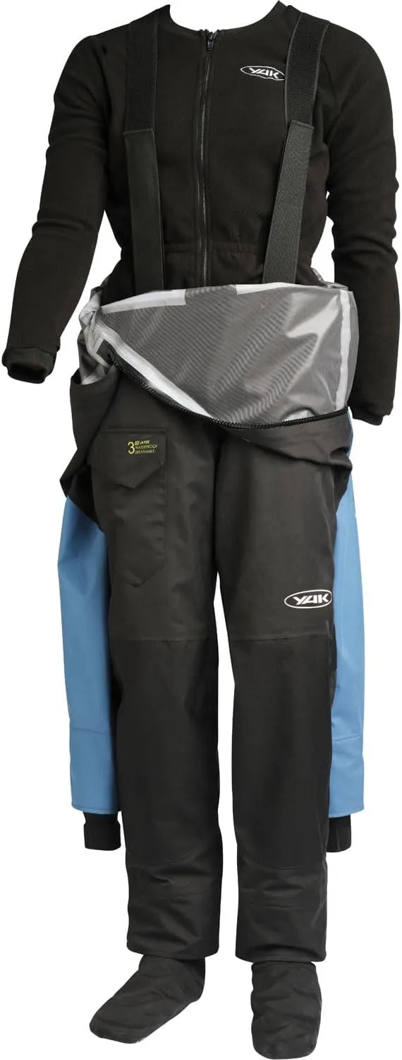 Yak Kayak & Kayaking - Santiam Kayak Drysuit Dry Suit - Blue Black - Thermal Warm Heat Layer Layers Breathable 3 -