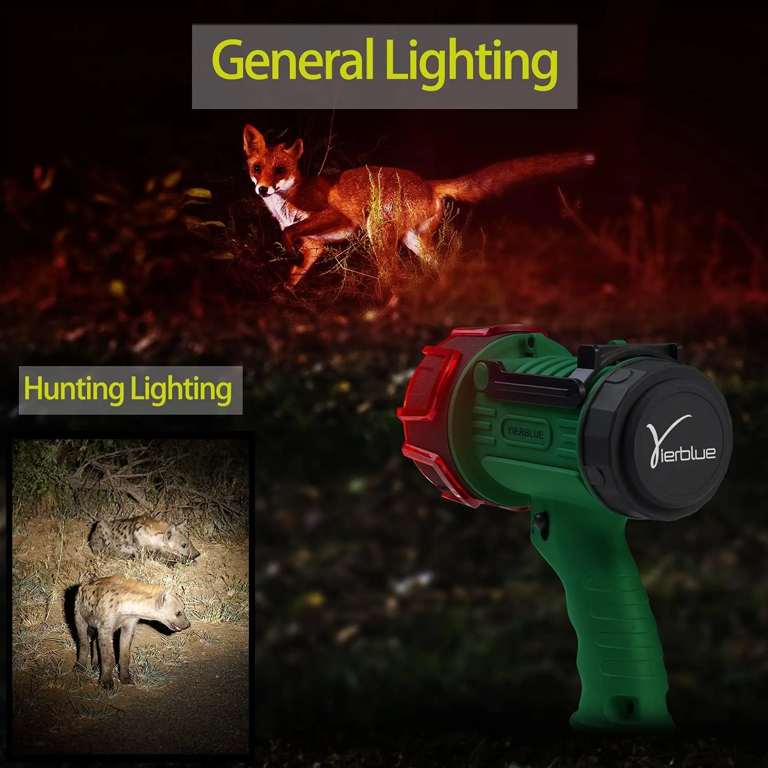 YIERBLUE Rechargeable Spotlight Flashlight, 1000 High Lumen LED Spotlight with Ultra-Long Running, IP67Waterproof Spot Lights with Red Lens(Large)