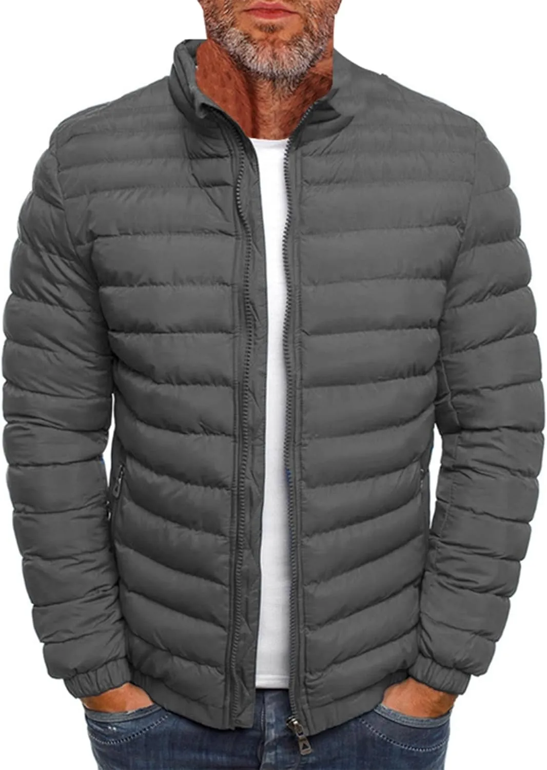 Ymosrh Men's Down Jacket Winter Lightweight Puffer Jacket Warm Insulated Windproof Quilted Coat Jacket, M-2XL