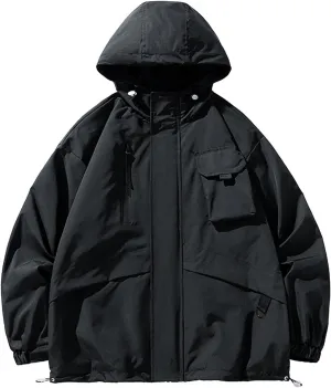 Ymosrh Men's Jacket Waterproof Rain Lightweight Hooded Shell for Travel Hiking Golf Raincoats with Hood, M-5XL