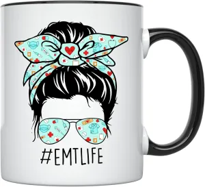 YouNique Designs EMT Mug, 11 Ounces, Funny EMS Coffee Mug for Women, EMT Graduation Cup, EMT First Responder Mug, EMT Coffee Cup, Emergency Medical Technician Coffee Mug (Black Handle)