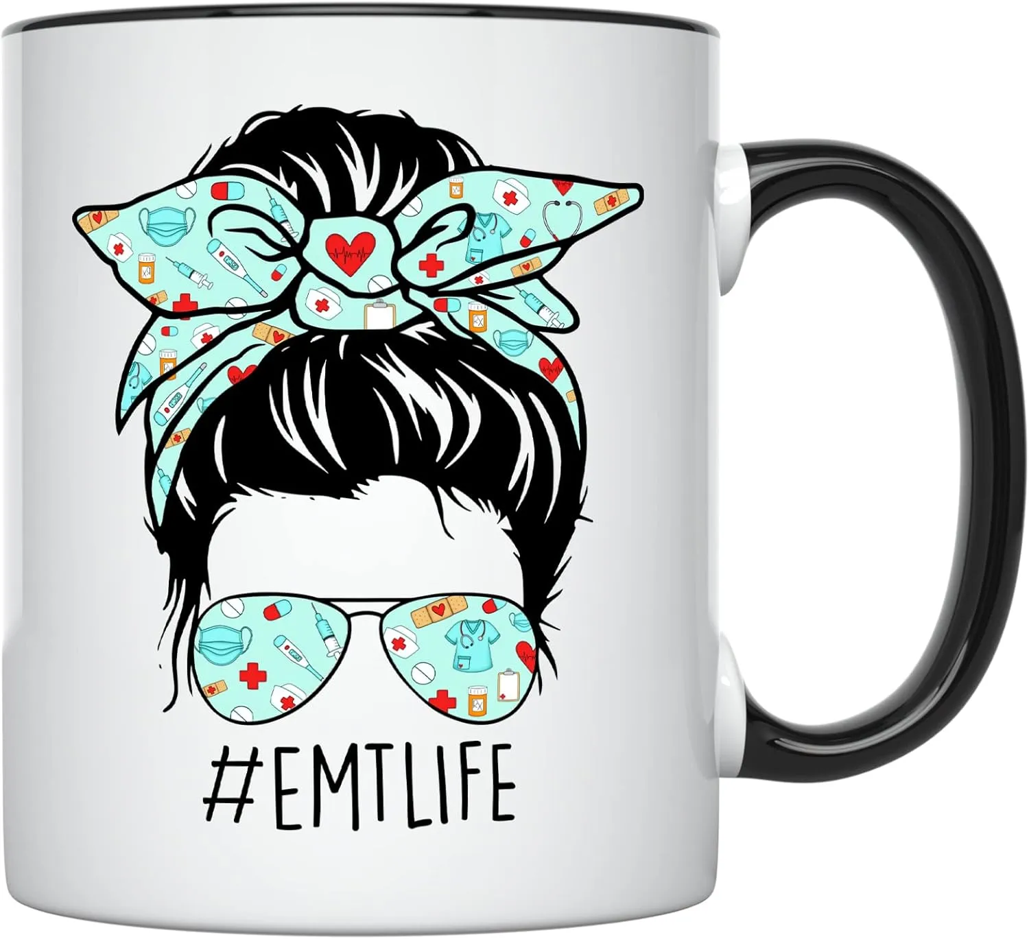 YouNique Designs EMT Mug, 11 Ounces, Funny EMS Coffee Mug for Women, EMT Graduation Cup, EMT First Responder Mug, EMT Coffee Cup, Emergency Medical Technician Coffee Mug (Black Handle)