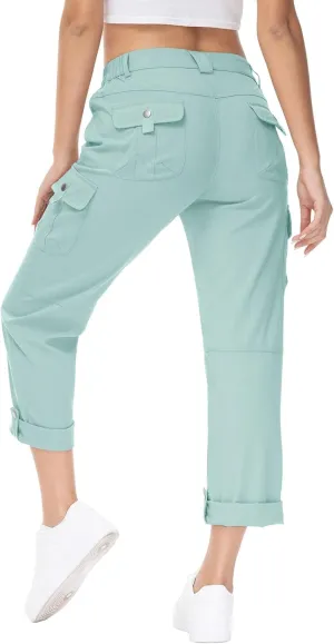 YSENTO Womens Cargo Hiking Pants with Pockets Lightweight Stretch Quick Dry Camping Travel Pants Roll Up