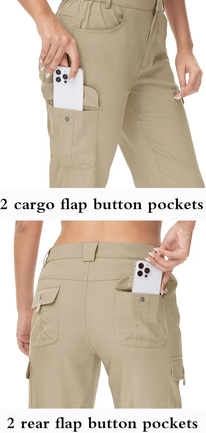 YSENTO Womens Cargo Hiking Pants with Pockets Lightweight Stretch Quick Dry Camping Travel Pants Roll Up