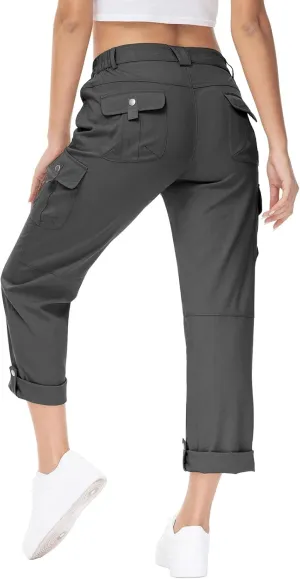 YSENTO Womens Cargo Hiking Pants with Pockets Lightweight Stretch Quick Dry Camping Travel Pants Roll Up