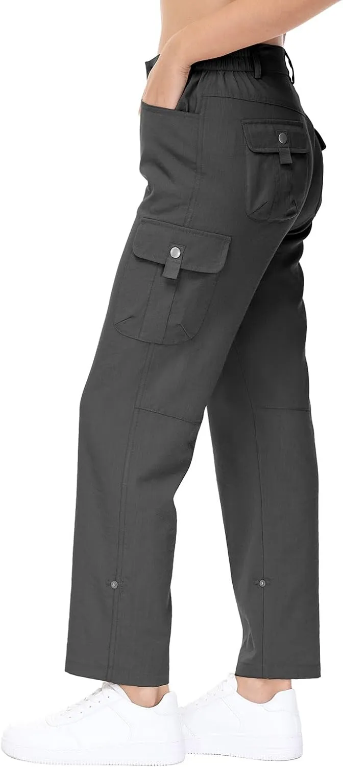 YSENTO Womens Cargo Hiking Pants with Pockets Lightweight Stretch Quick Dry Camping Travel Pants Roll Up