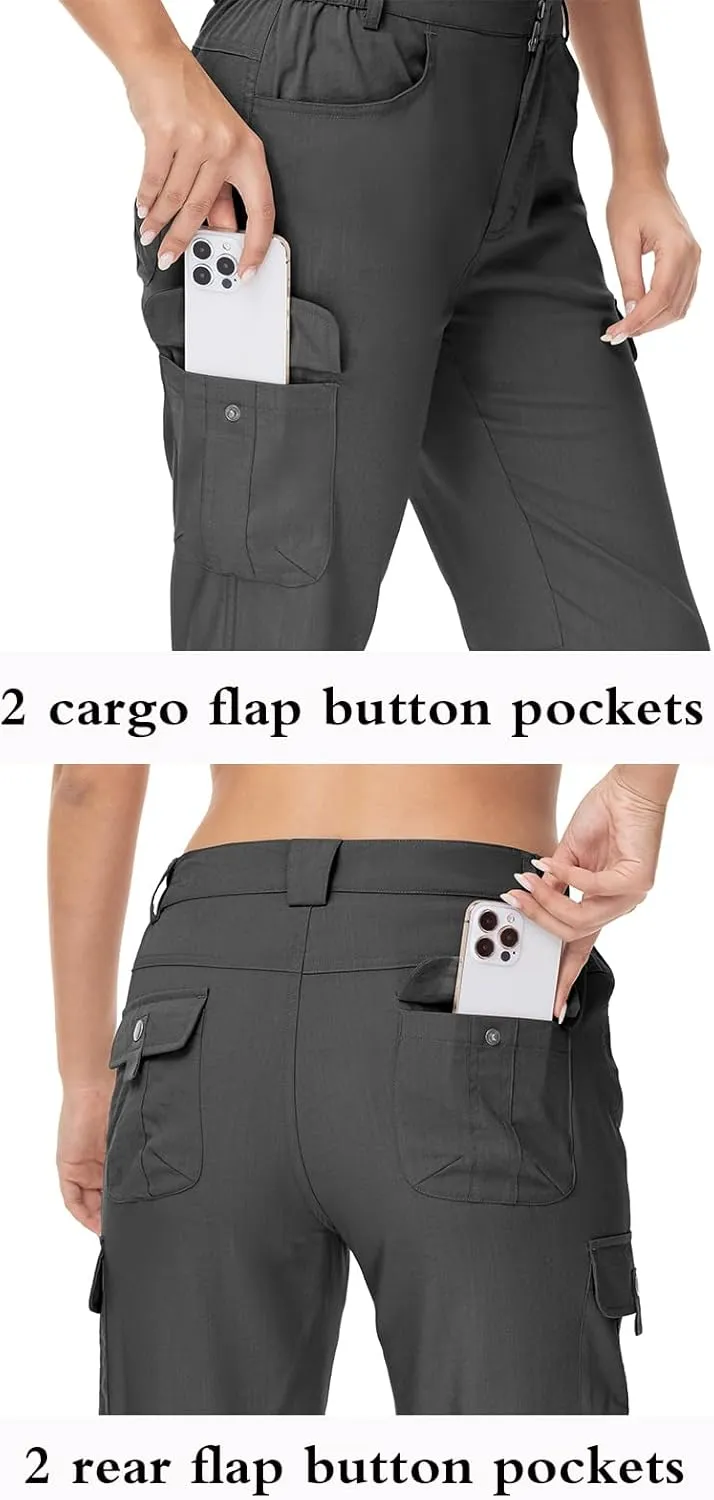YSENTO Womens Cargo Hiking Pants with Pockets Lightweight Stretch Quick Dry Camping Travel Pants Roll Up