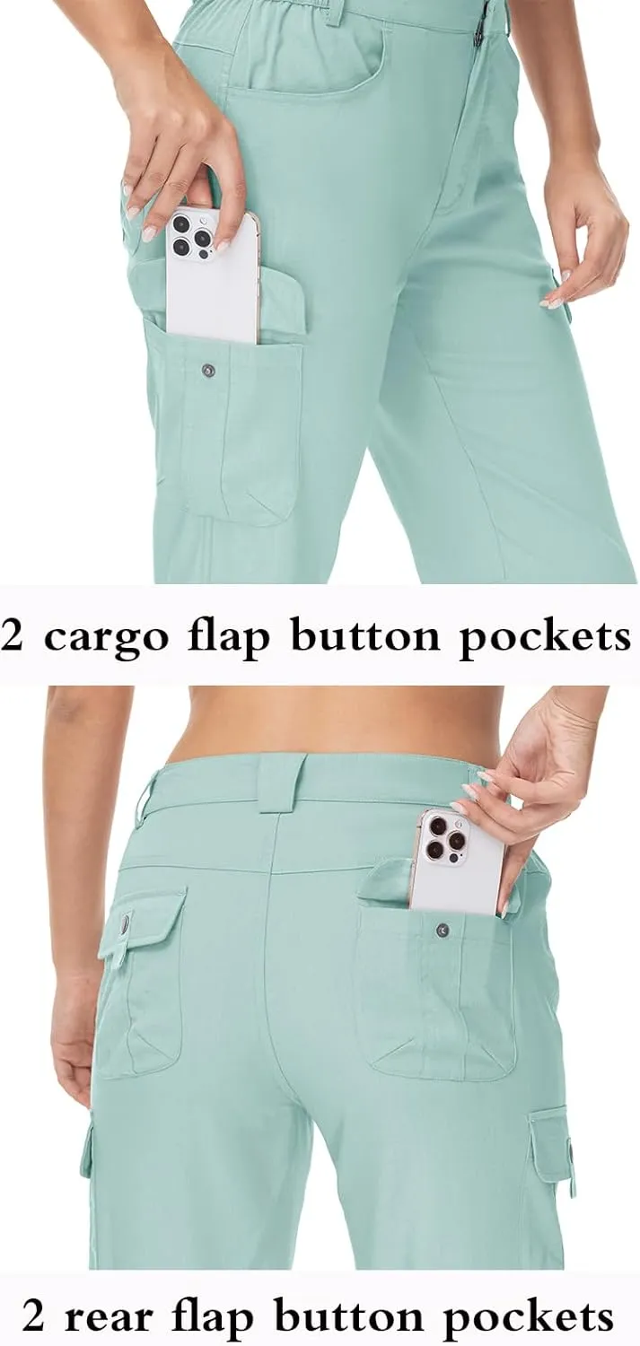 YSENTO Womens Cargo Hiking Pants with Pockets Lightweight Stretch Quick Dry Camping Travel Pants Roll Up