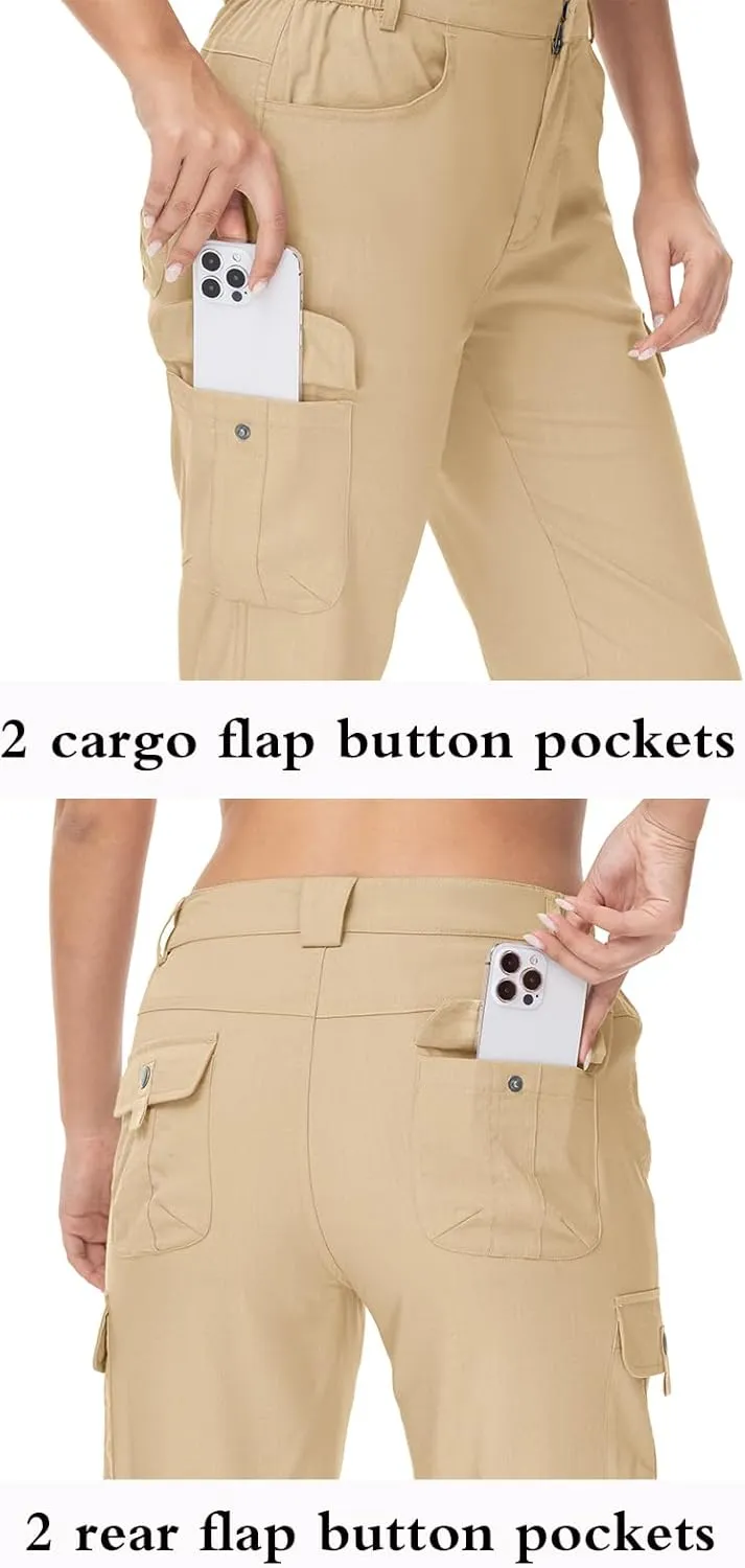 YSENTO Womens Cargo Hiking Pants with Pockets Lightweight Stretch Quick Dry Camping Travel Pants Roll Up