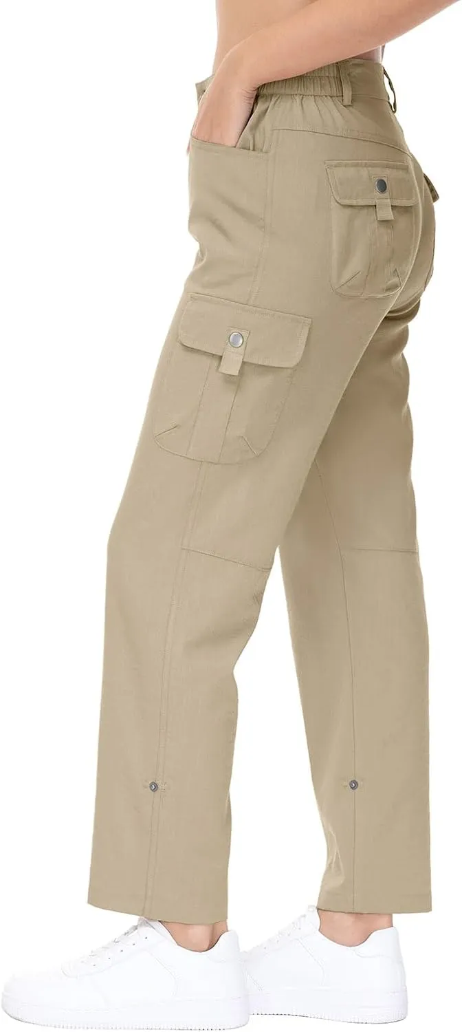 YSENTO Womens Cargo Hiking Pants with Pockets Lightweight Stretch Quick Dry Camping Travel Pants Roll Up