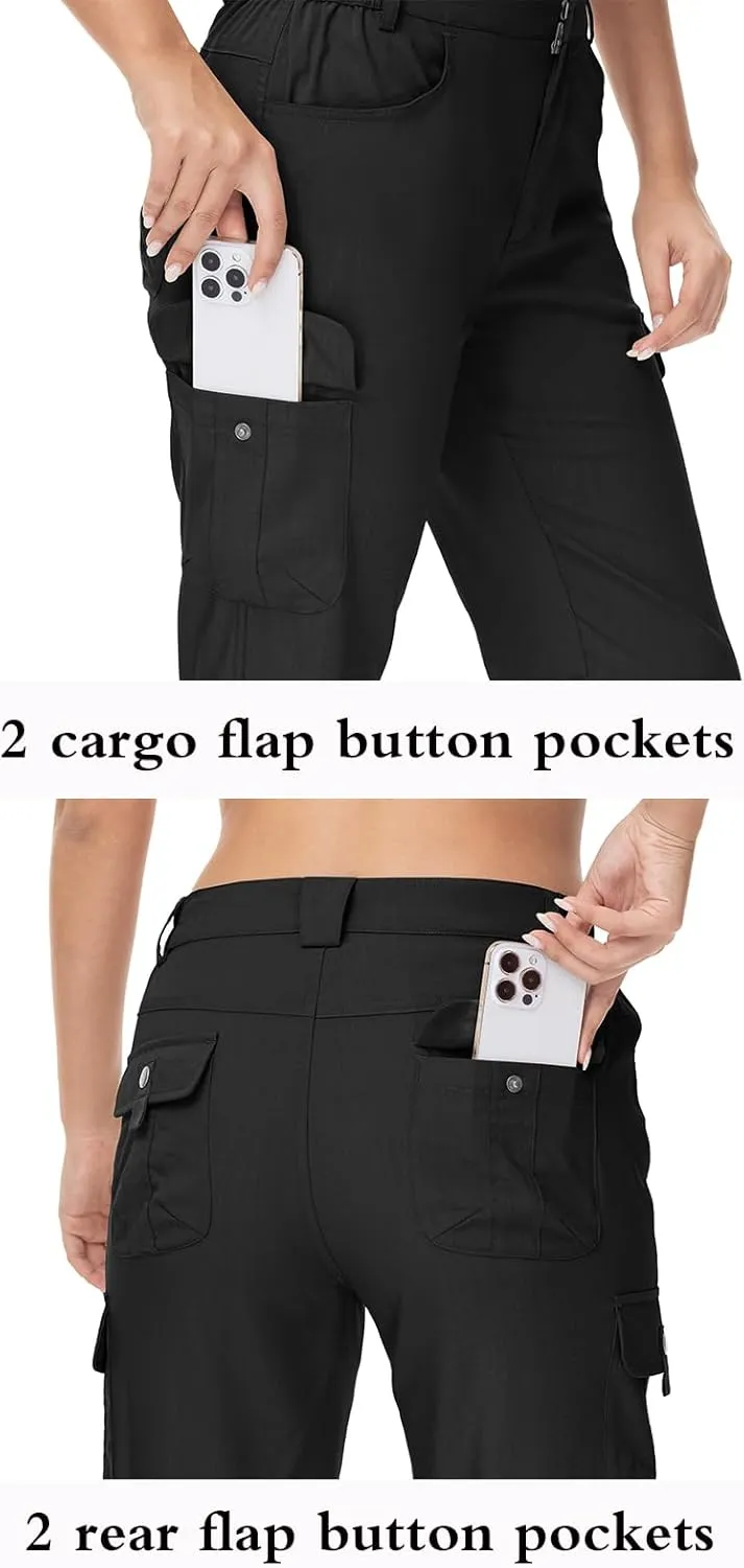 YSENTO Womens Cargo Hiking Pants with Pockets Lightweight Stretch Quick Dry Camping Travel Pants Roll Up