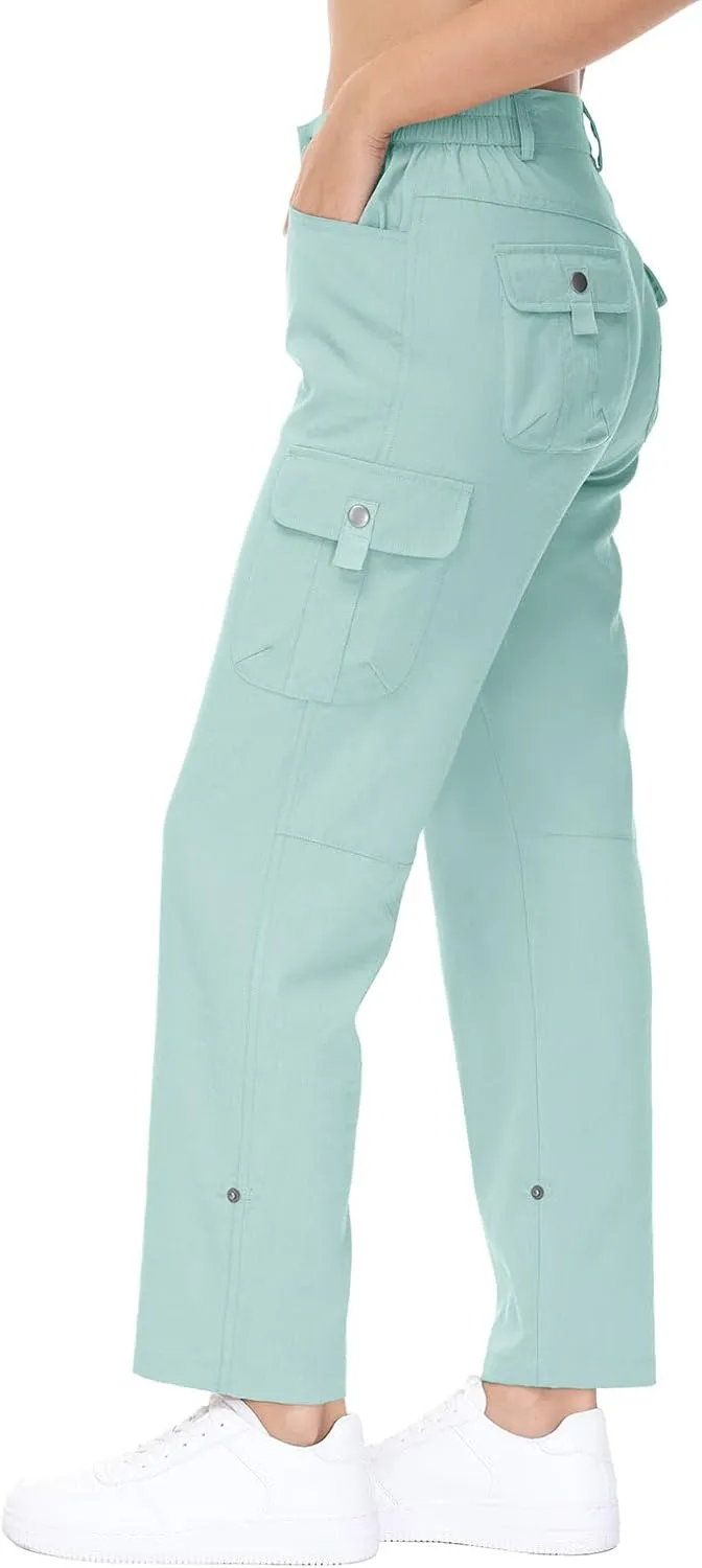 YSENTO Womens Cargo Hiking Pants with Pockets Lightweight Stretch Quick Dry Camping Travel Pants Roll Up