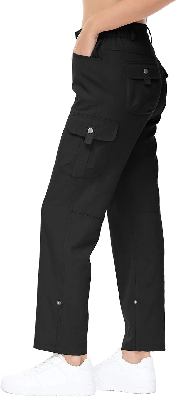 YSENTO Womens Cargo Hiking Pants with Pockets Lightweight Stretch Quick Dry Camping Travel Pants Roll Up