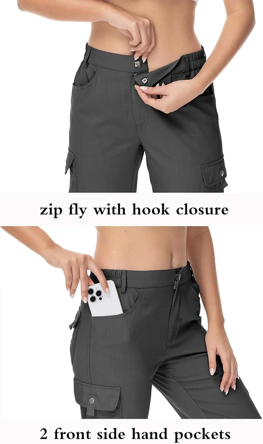 YSENTO Womens Cargo Hiking Pants with Pockets Lightweight Stretch Quick Dry Camping Travel Pants Roll Up