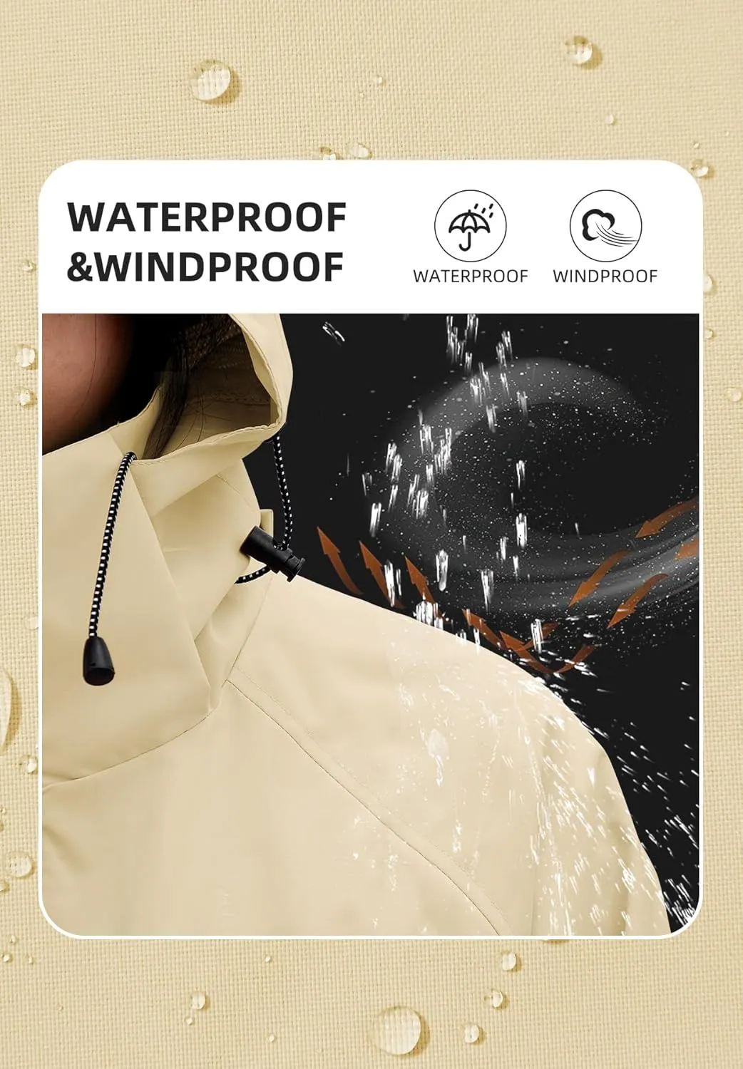 Zando Lightweight Rain Jacket Women Waterproof Rain Coats for Women Loose Fit Raincoat Hooded Hiking Windbreaker Jacket Women