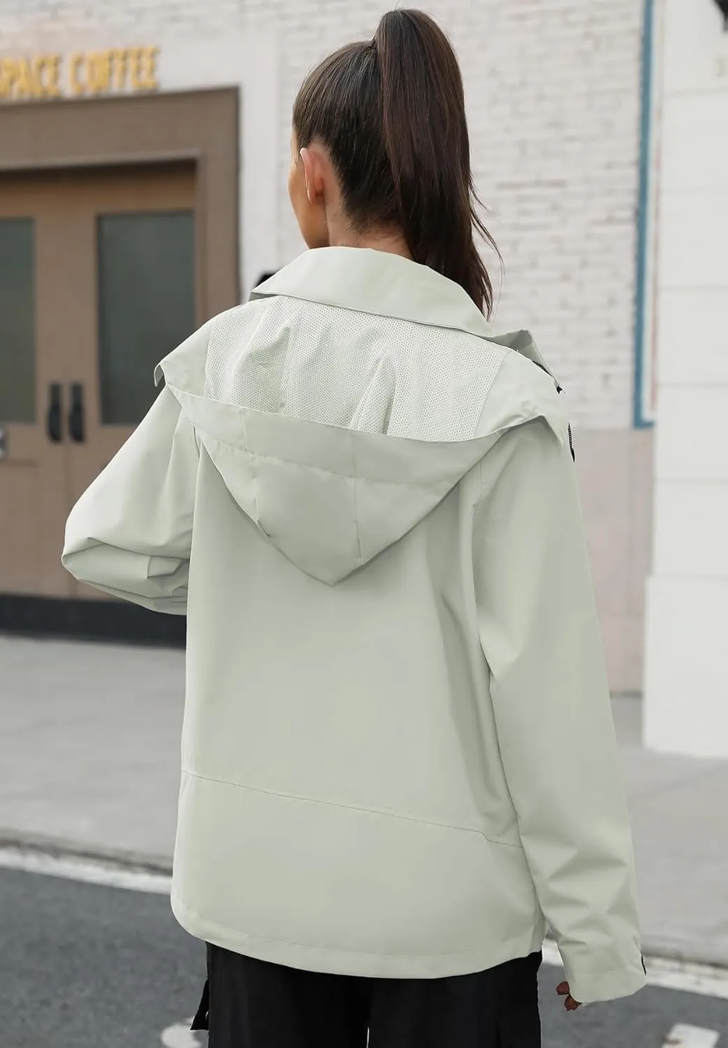 Zando Waterproof Rain Jacket Women Lightweight Raincoat for Women Loose Fit Windbreaker Jacket with Hood Hiking Outdoor