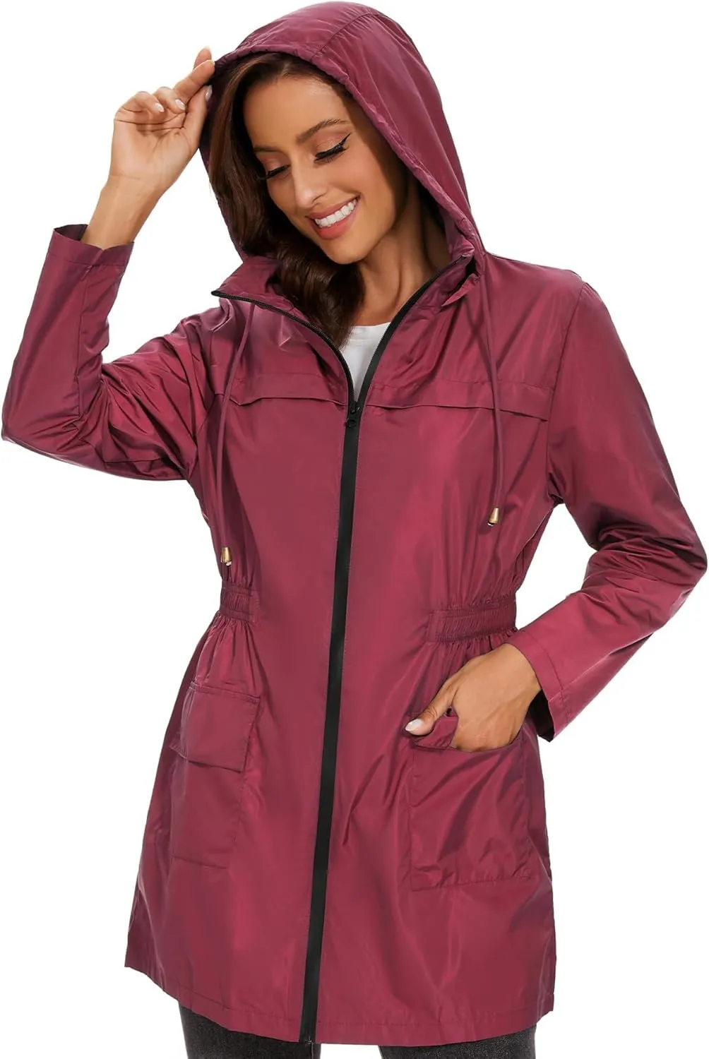Zando Womens Rain Jackets for Women Waterproof Rain Coats for Women Active Packable Raincoat Windbreaker Jacket with Hood