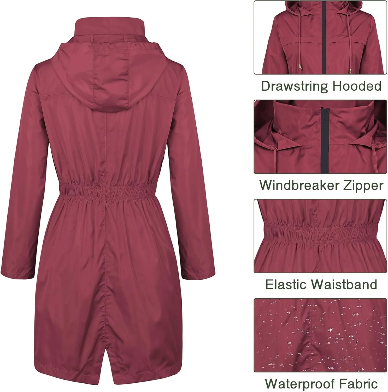 Zando Womens Rain Jackets for Women Waterproof Rain Coats for Women Active Packable Raincoat Windbreaker Jacket with Hood